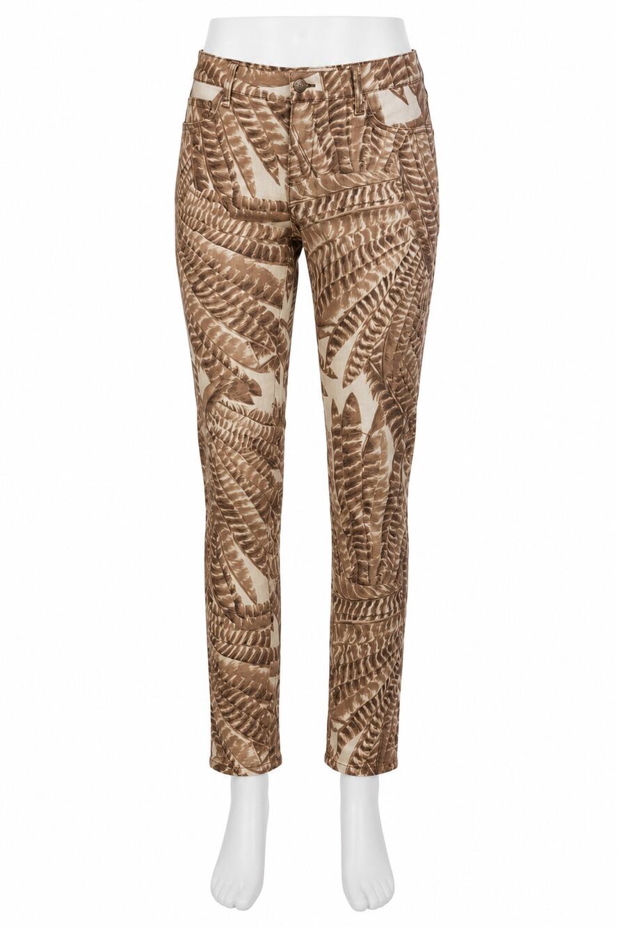 Lauren Ralph Lauren Beige Brown Feather Print Jeans - Size 8